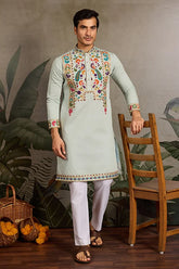 Pista Color Wedding Kurta for Mens
